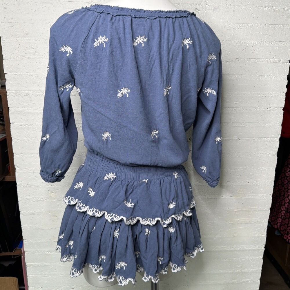 Vintage Havana Blue Mini Tiered Fringe Dress S Boho Festival Western Coastal Y2K - Picture 4 of 7